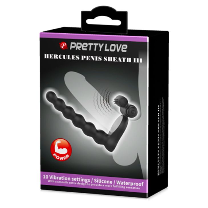 Віброкільце для подвійного проникнення PRETTY LOVE зі стимуляцією клітора, чорне, 15,3 × 3,2 см вид 12