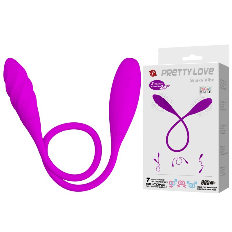 Двосторонній вібратор PRETTY LOVE Snaky Vibe, фіолетовий вид 2