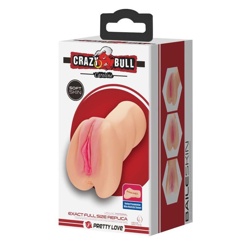 Мастурбатор с двумя входами Crazy Bull Caroline, бежевая, 16 х 9.5 см вид 13