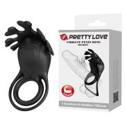 Ерекційне віброкільце PRETTY LOVE Ruben подвійне, чорне, 8.5 х 5.3 см
