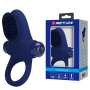 Эрекционное виброкольцо PRETTY LOVE со стимуляцией для клитора, синее, 8.6 х 6.5 см