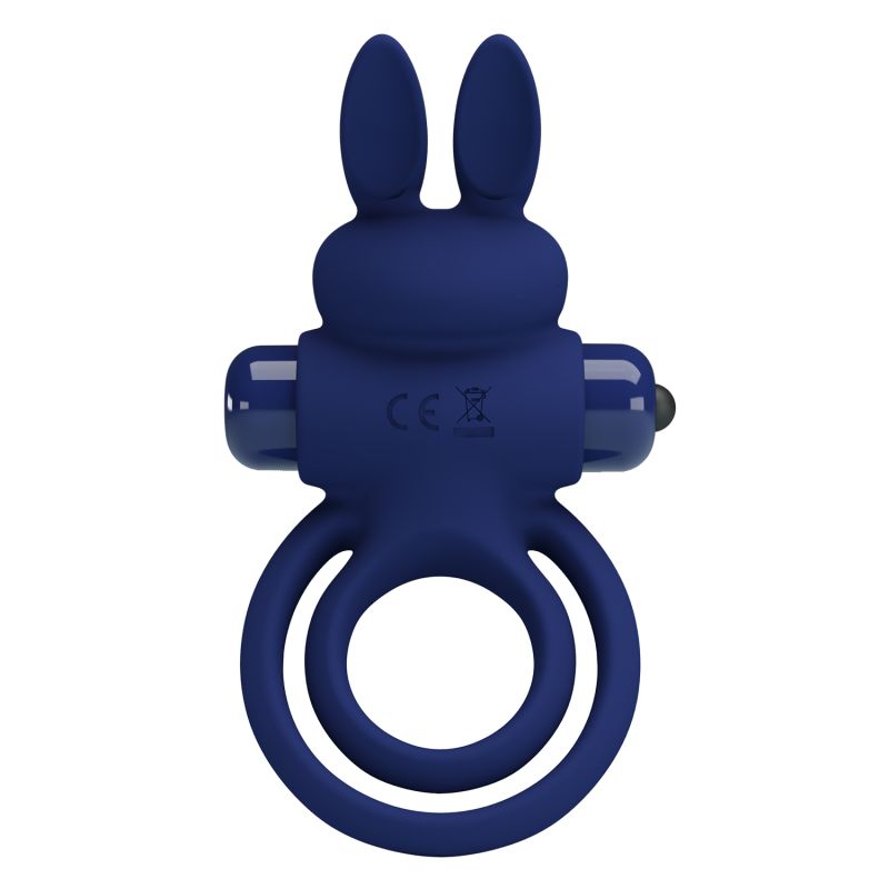 Віброкільце подвійне PRETTY LOVE Vibro Bunny III зі стимуляцією для клітора, синє, 9.7 х 6.5 см вид 4