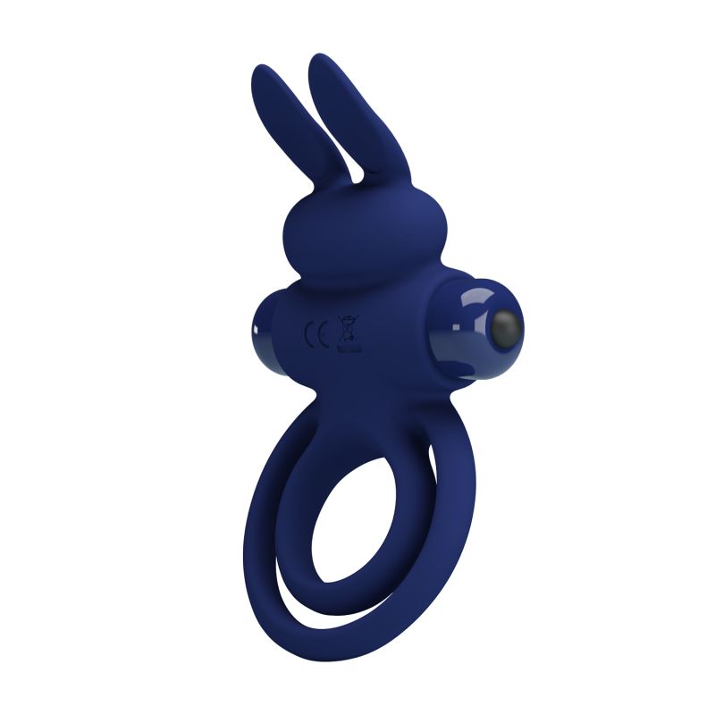 Віброкільце подвійне PRETTY LOVE Vibro Bunny III зі стимуляцією для клітора, синє, 9.7 х 6.5 см вид 5