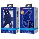 Виброкольцо двойное PRETTY LOVE Vibro Bunny III со стимуляцией для клитора, синее, 9.7 х 6.5 см вид 12