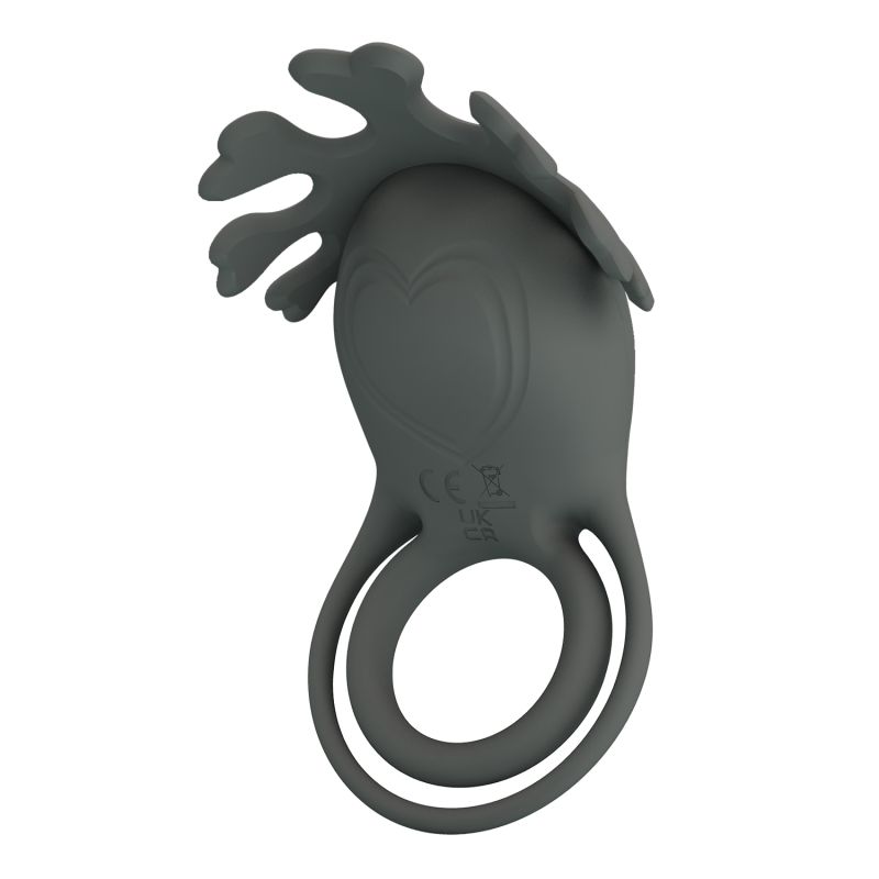 Ерекційне віброкільце PRETTY LOVE Master Ring подвійне, з вушками для клітора, сіре, 8.5 х 4.1 см вид 4