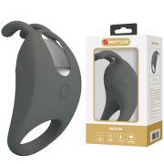 Ерекційне віброкільце PRETTY LOVE Master Ring з вусиками для клітора, сіре, 7.5 х 4 см