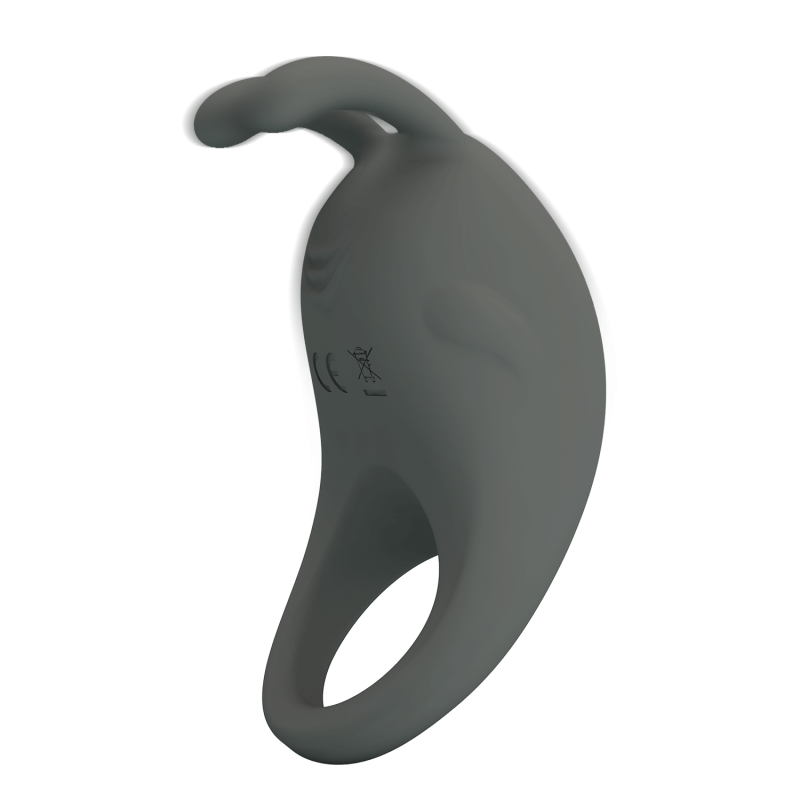 Ерекційне віброкільце PRETTY LOVE Master Ring з вусиками для клітора, сіре, 7.5 х 4 см вид 3