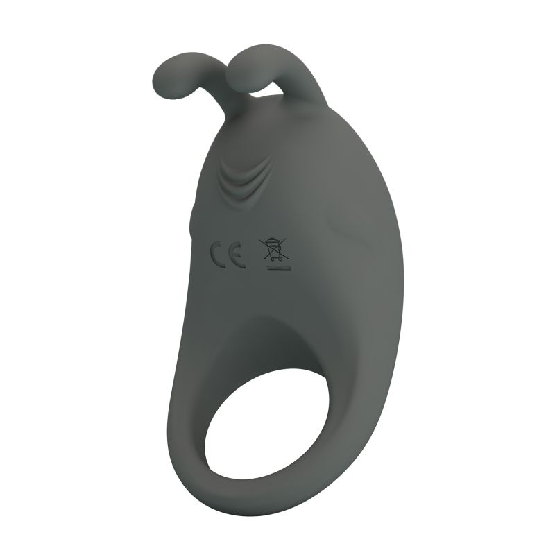 Ерекційне віброкільце PRETTY LOVE Master Ring з вусиками для клітора, сіре, 7.5 х 4 см вид 4