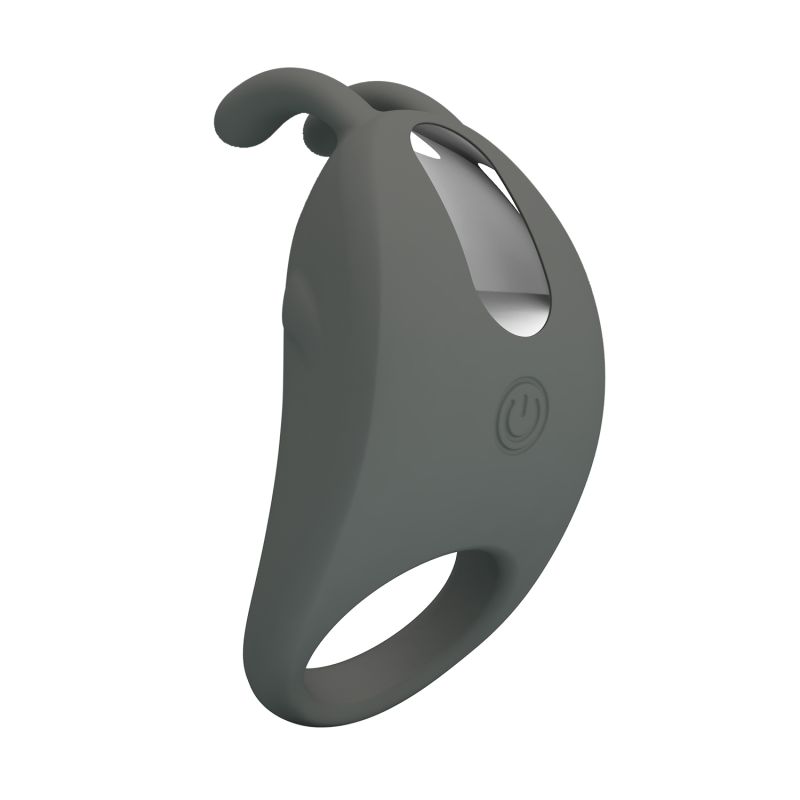 Ерекційне віброкільце PRETTY LOVE Master Ring з вусиками для клітора, сіре, 7.5 х 4 см вид 5
