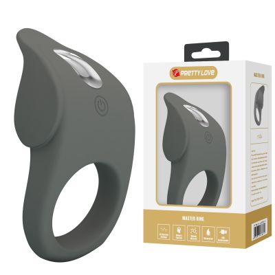 Эрекционное виброкольцо PRETTY LOVE Master Ring силиконовое, серое, 8.7 х 5 см