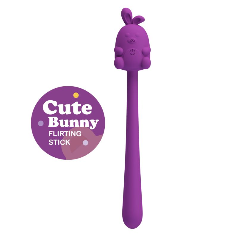 Міні-вібратор на паличці PRETTY LOVE Cute Bunny гнучкий, фіолетовий, 14.2 х 1.8 см вид 4