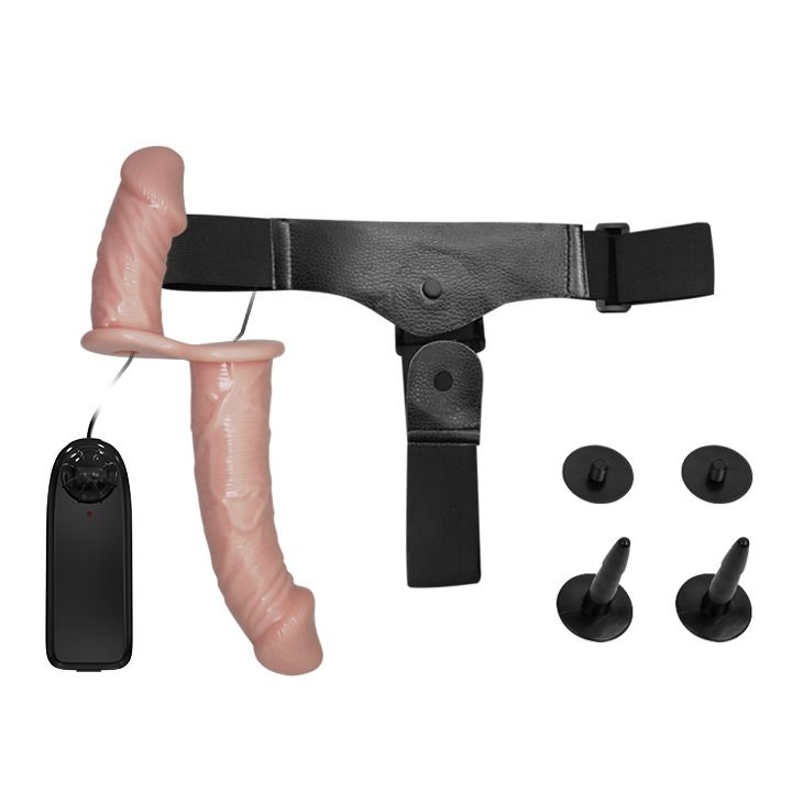 Двойной страпон с вибрацией Ultra Passionate Harness Dual Vibration с проводным пультом управления вид 5