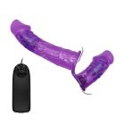 Подвійний страпон із вібрацією фіолетовий - Ultra Passionate Harness Dual Vibration Purple вид 4