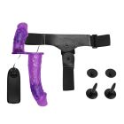 Подвійний страпон із вібрацією фіолетовий - Ultra Passionate Harness Dual Vibration Purple вид 5