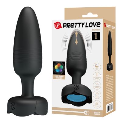 Анальный вибратор Pretty Love Tarion с мерцающей подсветкой, черный, 12.5 х 3.4 см