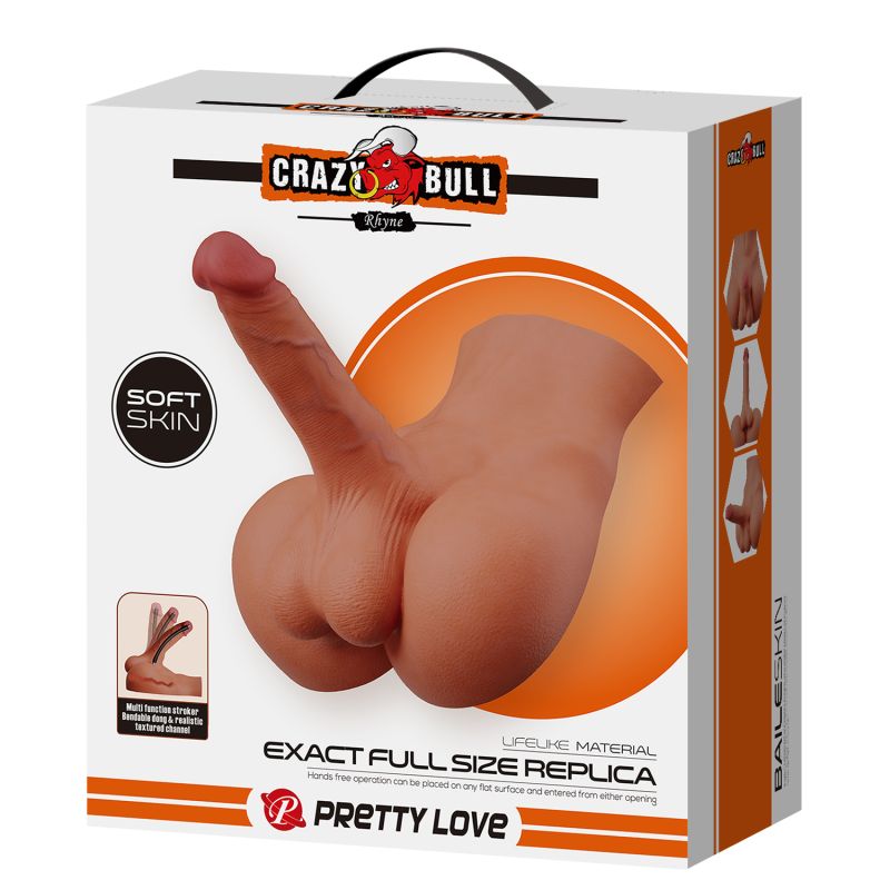 Мастурбатор реалістичний CRAZY BULL Rhynе пеніс та анус, бежевий, 24,6×23,7 см вид 12