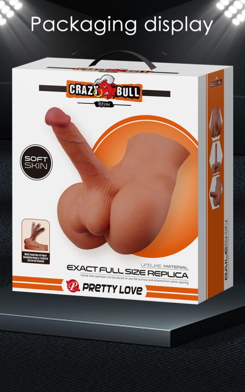 Мастурбатор реалістичний CRAZY BULL Rhynе пеніс та анус, бежевий, 24,6×23,7 см вид 21