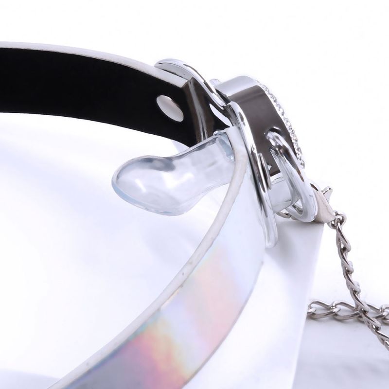 Кляп у вигляді соски DS Fetish білий з сріблястими затискачами для сосків вид 4