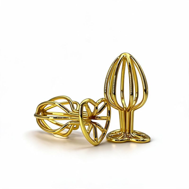 Анальна пробка каркасна, S, ALUME, золота, 6 × 2.9 см вид 3