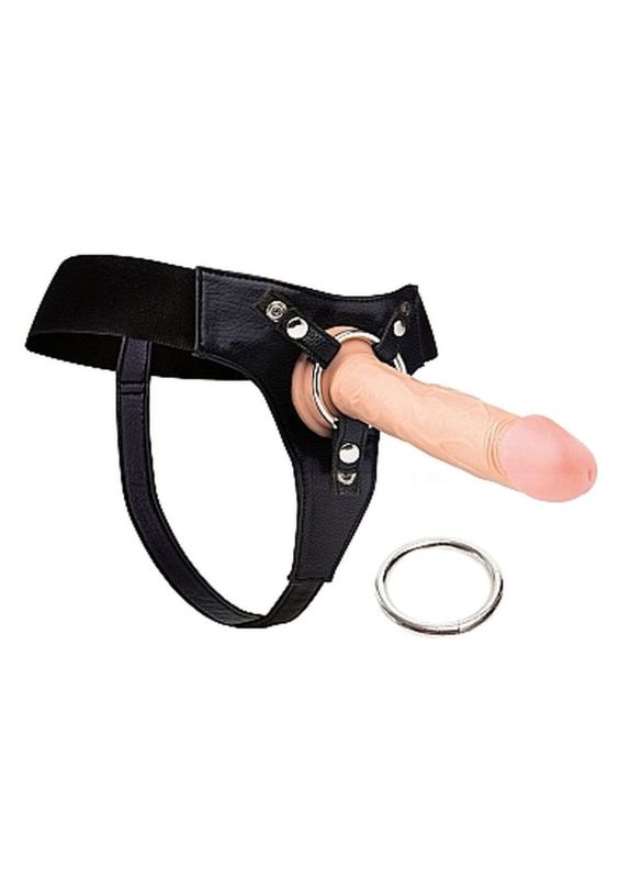 Трусики для страпону Ouch!, шкіряні, чорні, One Size вид 3