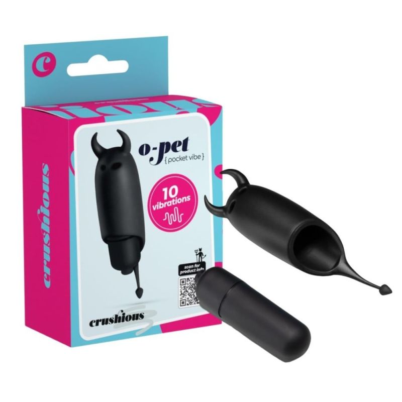 Кишеньковий вібратор Чортик Crushios O-Pet чорний вид 3