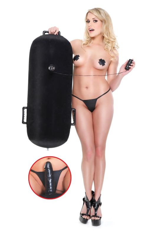 Надувний валик-пуф Pipedream Fetish Fantasy Series Inflatable Luv з реалістичним вібратором, чорний вид 4