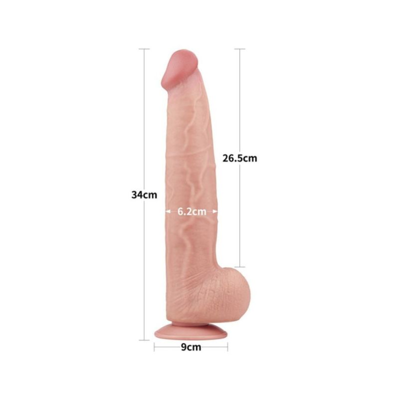 Фаллоимитатор реалистичный гигант Lovetoy беж, 34 х 6.2 см вид 6