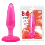 Анальна пробка на присосці BAILE Butt Plug, рожева, 14×3.5 см