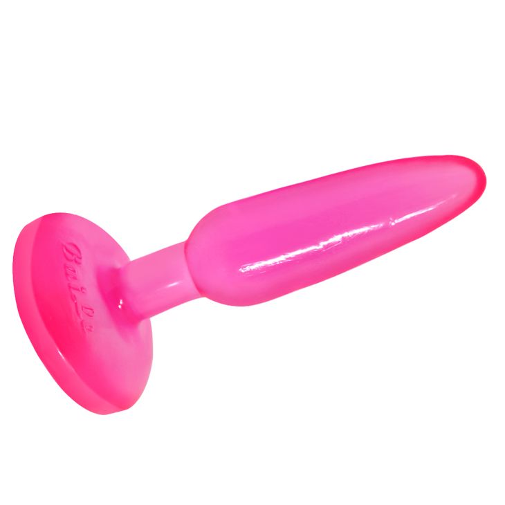 Анальна пробка на присосці BAILE Butt Plug, рожева, 14×3.5 см вид 6