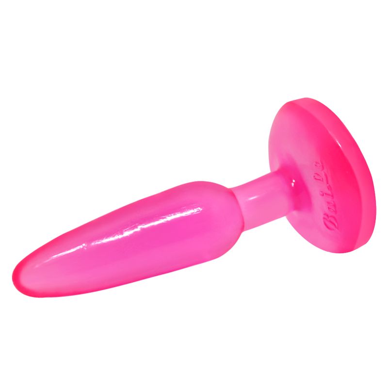 Анальна пробка на присосці BAILE Butt Plug, рожева, 14×3.5 см вид 7