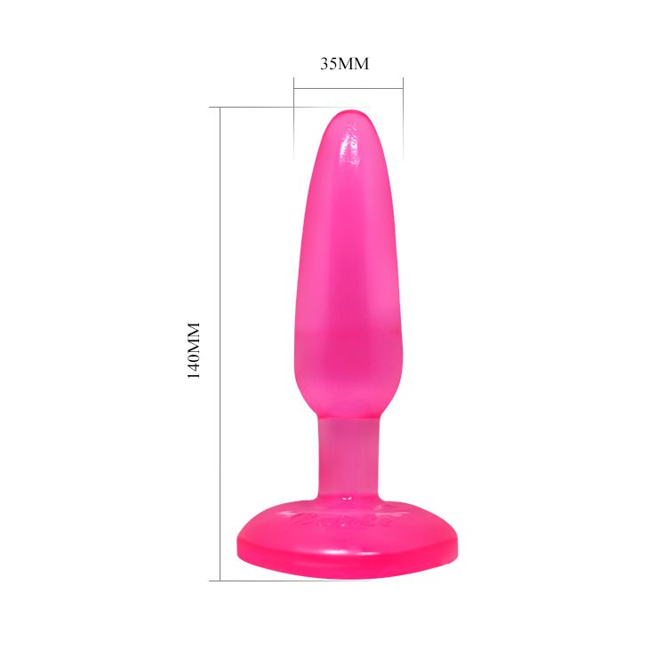 Анальна пробка на присосці BAILE Butt Plug, рожева, 14×3.5 см вид 8