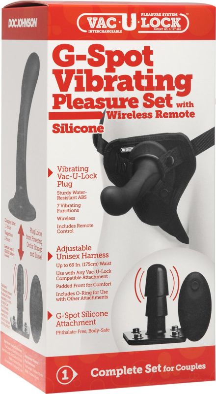 Страпон з вібруючим адаптером G-Spot Vibrating Pleasure Set з дистанційним пультом, чорний вид 3