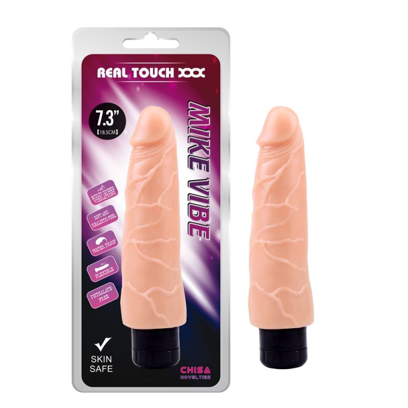 Вібратор реалістичний їхньої кібершкіри Chisa Real Touch XXX Mike Vibe, бежевий вид 2