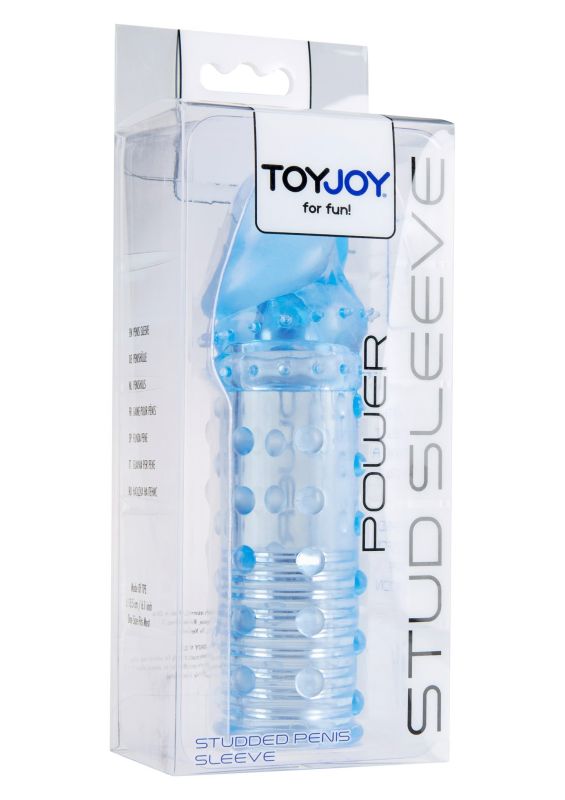 Насадка на член рельєфна Toy Joy, що подовжує, реалістична, блакитна, 15.5 х 3 см вид 3