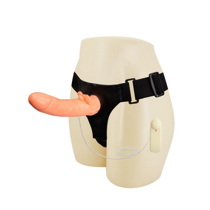 Страпон з вібро Multi-speed Rotation Harness Flesh, 18 см вид 3