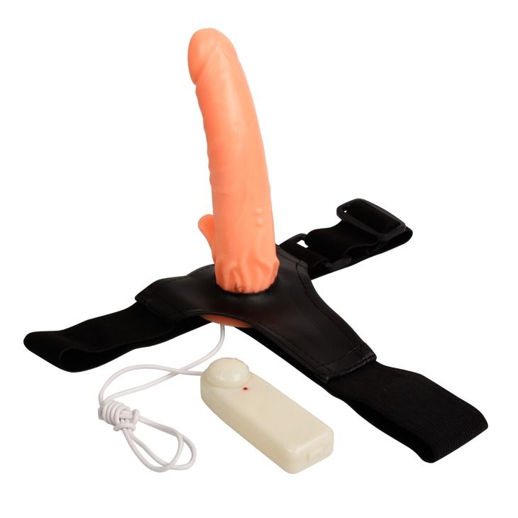 Страпон з вібро Multi-speed Rotation Harness Flesh, 18 см вид 4
