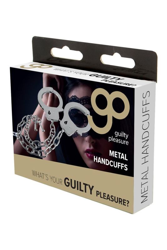 Металеві наручники GP Metal Handcuffs на довгому ланцюжку, сріблясті вид 3