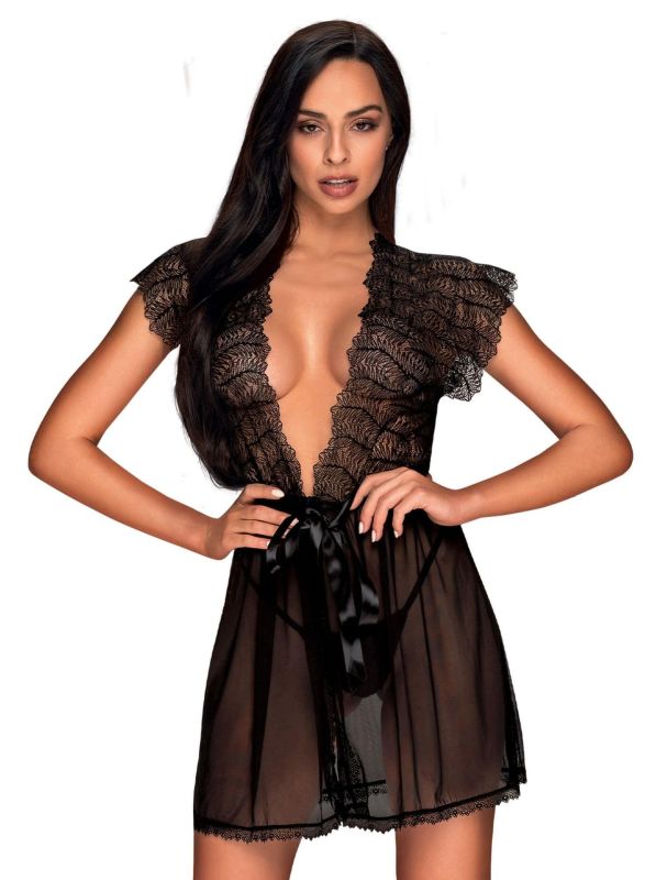 Сексуальный халат Obsessive Romanesa peignoir S/M вид 2