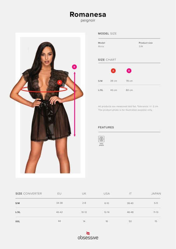 Сексуальный халат Obsessive Romanesa peignoir S/M вид 9