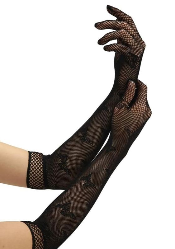 Рукавички подовжені з метеликами BACI Butterfly Lace Opera Gloves, чорний вид 3