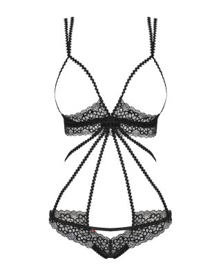 Боді Obsessive Liferia з відкритими грудьми, чорне, S/M