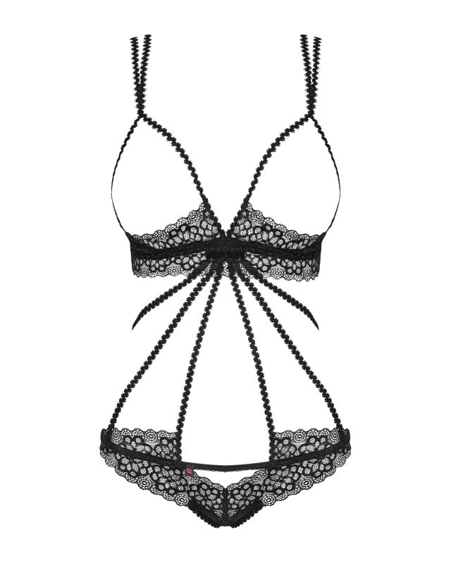 Боді Obsessive Liferia з відкритими грудьми, чорне, S/M вид 7