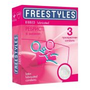Презервативи ребристі латексні Freestyles Ribbed зі змащенням, 0.06 мм (ціна за упаковку, 3 шт.)