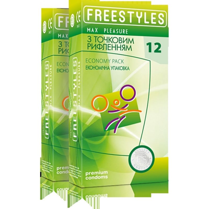 Презервативи з точковим рельєфом латексні FREESTYLES зі змазкою, 0.06 мм (ціна за упаковку, 12 шт.) вид 2