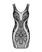 Платье в мелкую и крупную сетку с узором Obsessive D608 черный, S/M/L