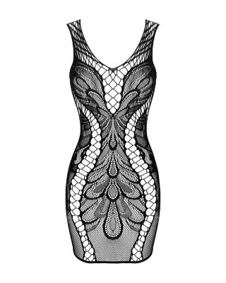 Сукня у дрібну та велику сітку з візерунком Obsessive D608 чорний, S/M/L