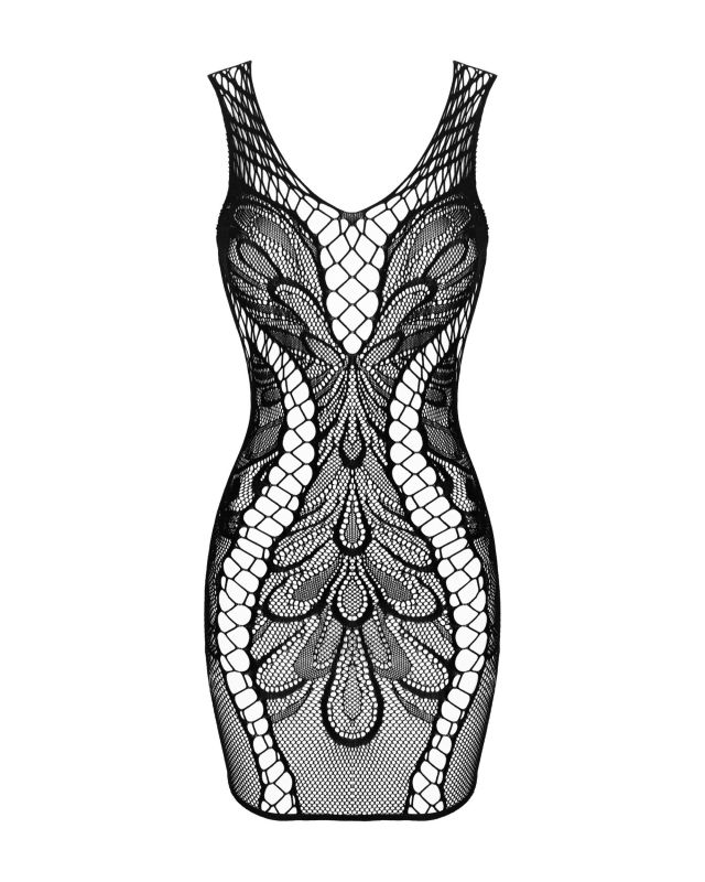 Сукня у дрібну та велику сітку з візерунком Obsessive D608 чорний, S/M/L вид 4
