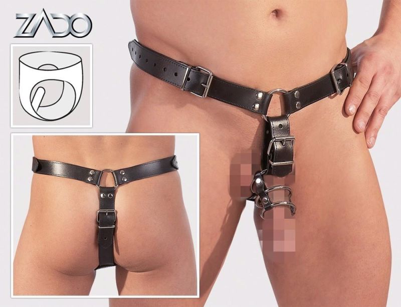 Трусы-портупея БДСМ ZADO FETISH с эрекционными кольцами и встроенным анальным фаллоимитатором, S/M вид 3