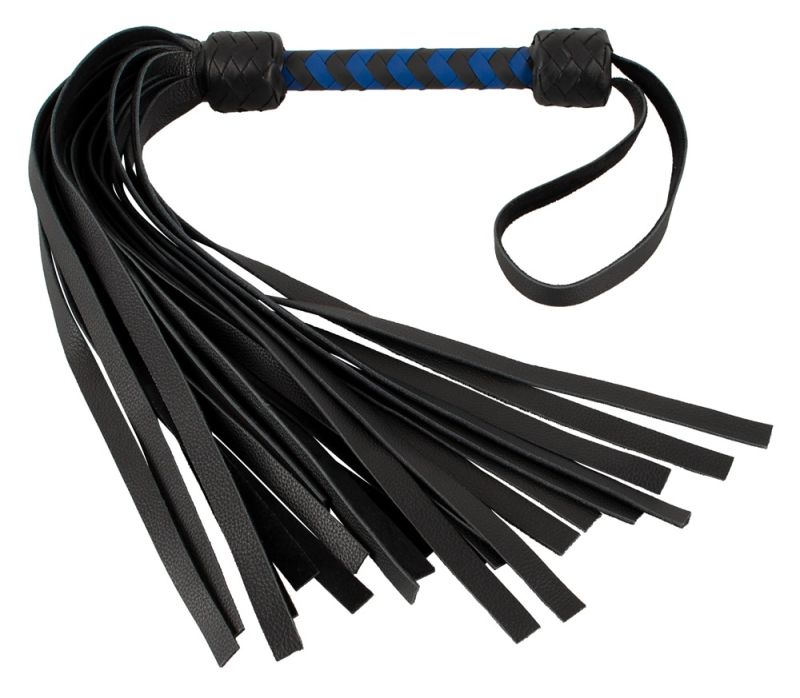 Флогер кожаный ZADO TOOLS Leather Flogger с плетенной ручкой, черно-синий вид 2