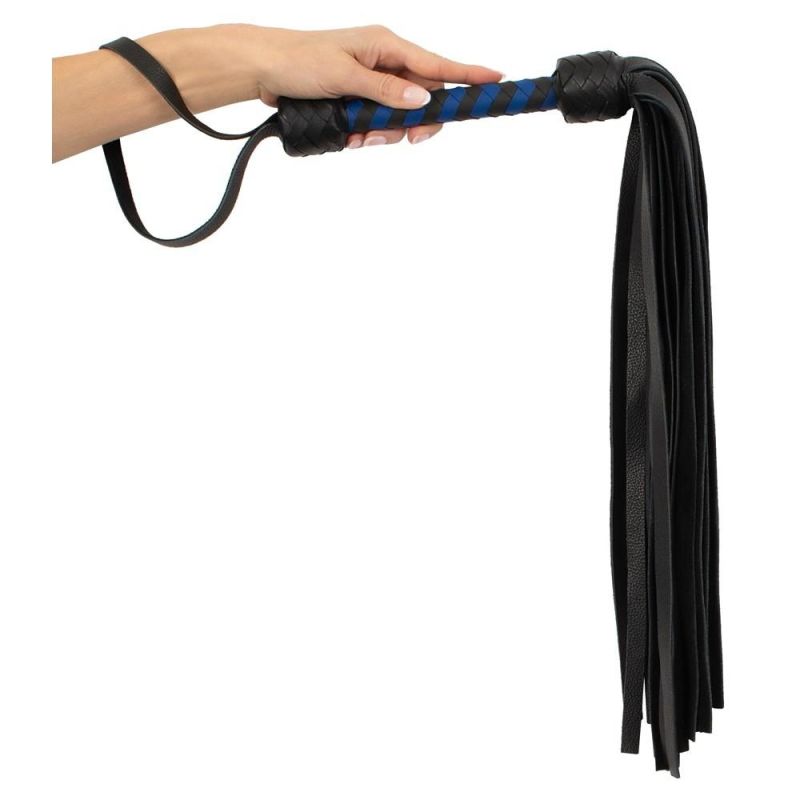 Флогер шкіряний ZADO TOOLS Leather Flogger із плетеною ручкою, чорно-синій вид 3